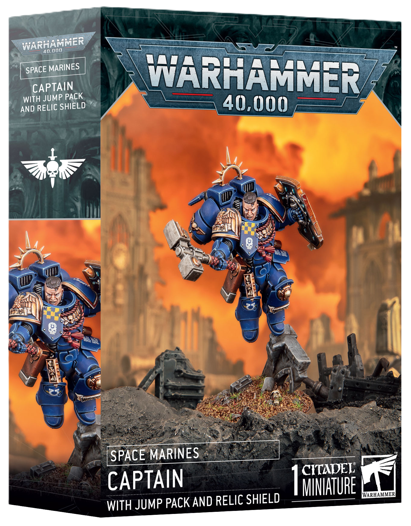space marine - capitaine avec réacteur dorsal et bouclier relique
