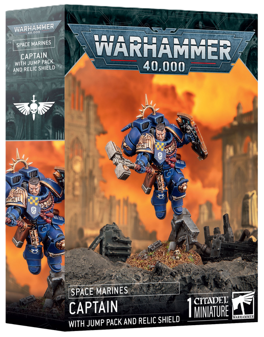 space marine - capitaine avec réacteur dorsal et bouclier relique